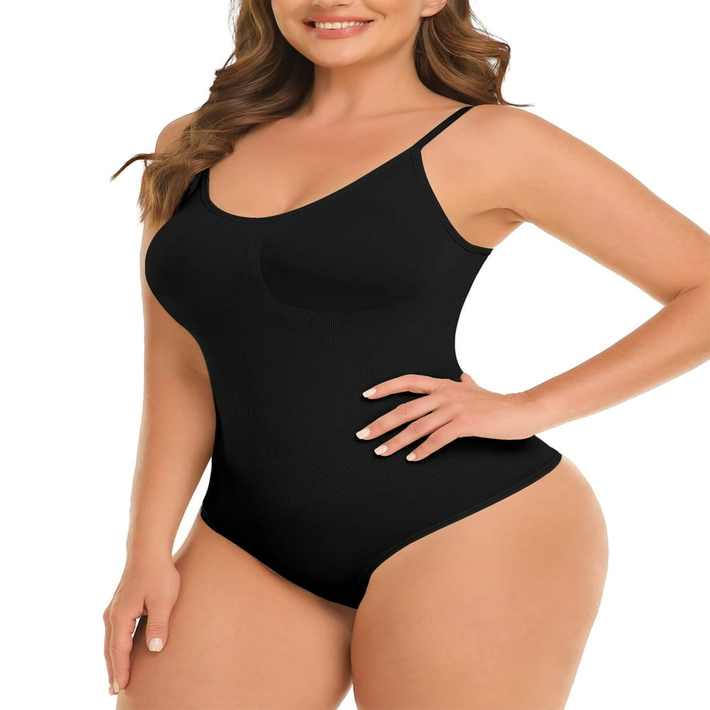 Bodysuit for Women Tummy Control Shapewear Seamless Thong Body Shaper, Sexy  V-Neck Body Suit (Color : Coffee, Size : Small)
